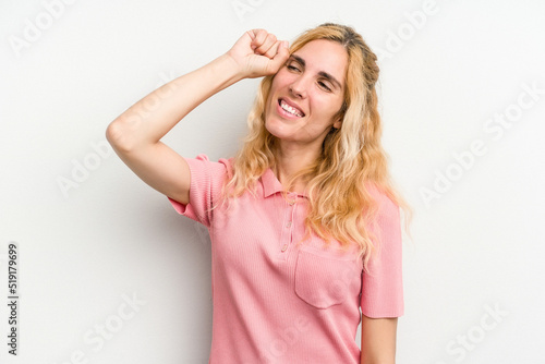 Young caucasian woman isolated on white background celebrating a victory, passion and enthusiasm, happy expression.