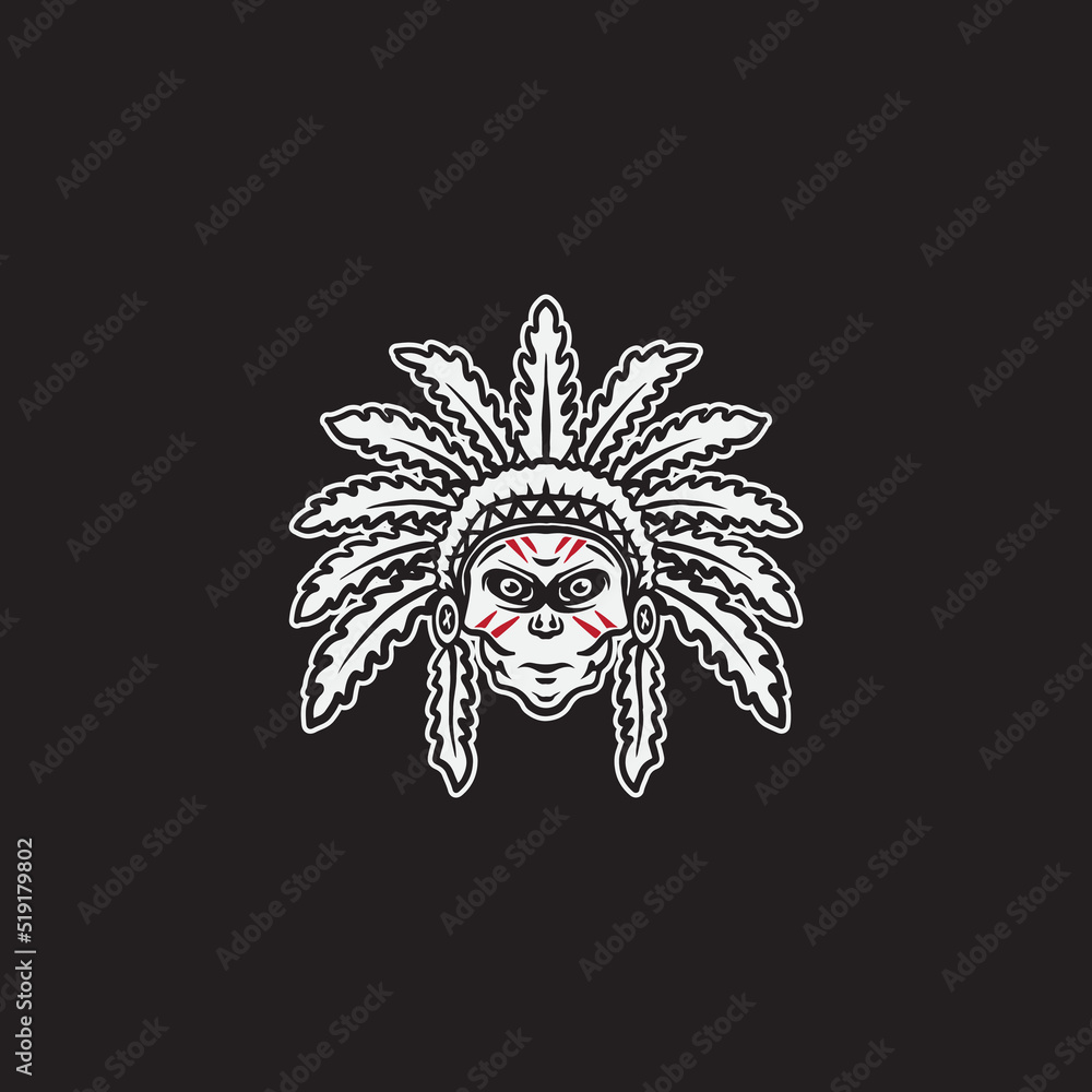 Native american drawing illustration. Badge design. Native american drawing illustration. Badge design.
