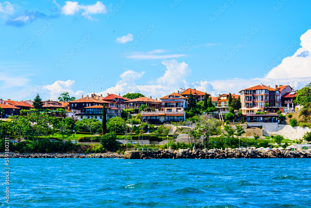 View of the Nessebar, ancient town at Black sea coastline, Bulgaria