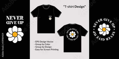 Never give up streetwear theme typography design for premium tshirt vector clothing merchandise