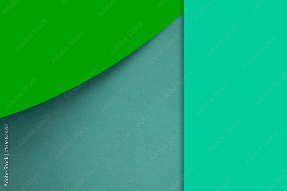 Textured and plain neon blue green sheet papers forming a curve and vertical blank rectangle for creative cover designing Textured and plain neon blue green sheet papers forming a curve and vertical blank rectangle for creative cover designing