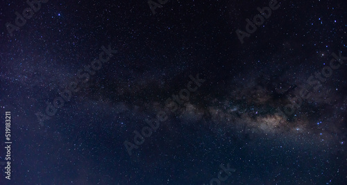 milky way , night stars for background, stars in the night sky.Panorama blue night sky milky way and star on dark background.Universe filled with stars, nebula and galaxy.