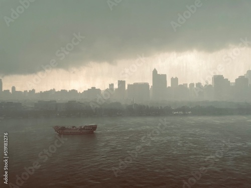 Fotografie Voyage in Storm Fallen City. End of the World View