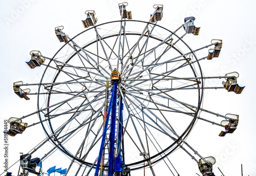 Carnival ferris wheel isolated on white - no riders