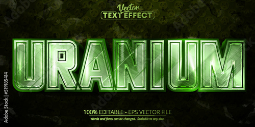 Nuclear editable text effect, shiny metallic green color and chrome font style