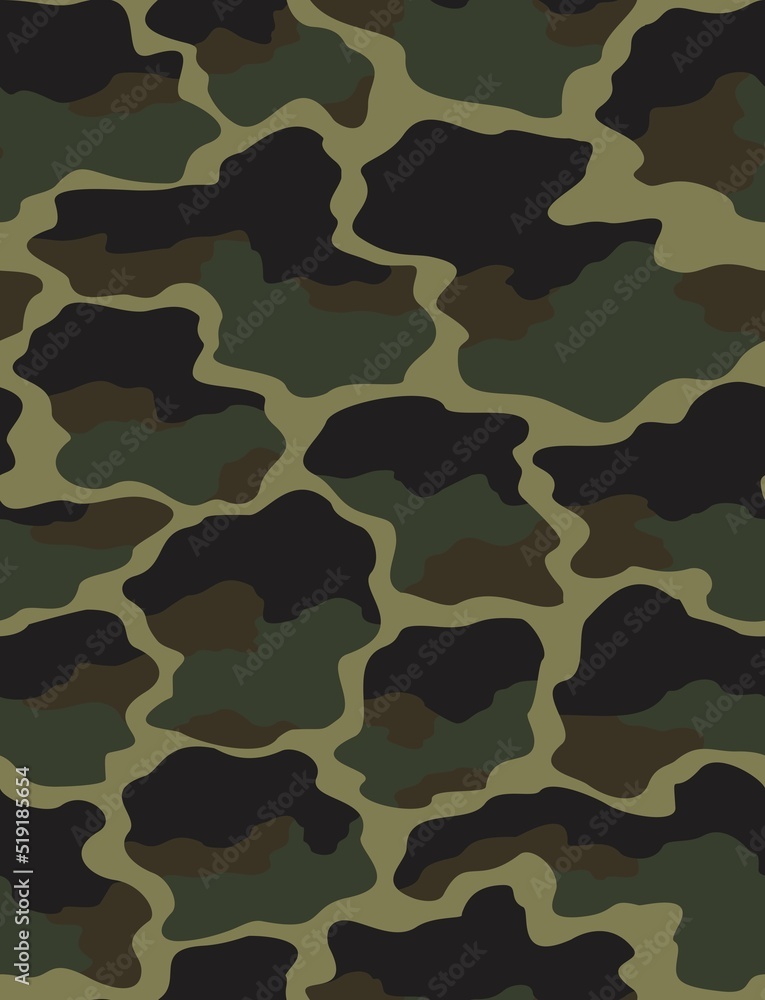 Naklejka premium Texture camouflage trendy vector pattern seamless green background for print clothes, fabrics. Ornament.