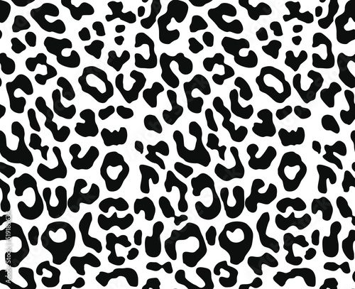 Leopard pattern black spots on white background vector textua, trendy print, modern design.