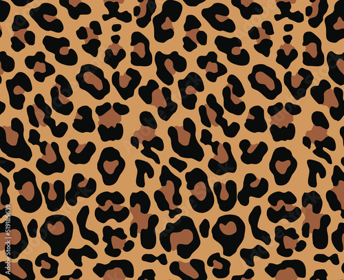Yellow leopard print vector endless animal pattern, classic texture.