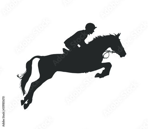 Jumping horse. Silhouette vector images rider on jumping horse © BackArt