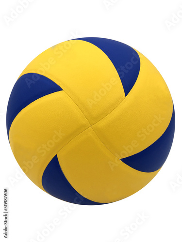 Modern football leather ball with Ukrainian symbols in yellow and blue colors on an isolated white background