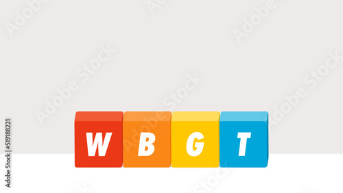 WBGTの文字が入った4色のキューブ - 熱中症警戒アラート･暑さ指数のイメージ素材
