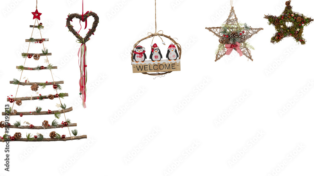 christmas decorations welcome isolated on white background with clipping path christmas decorations welcome isolated on white background with clipping path