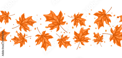 Seamless pattern with maple leaves. Image of autumn plant.