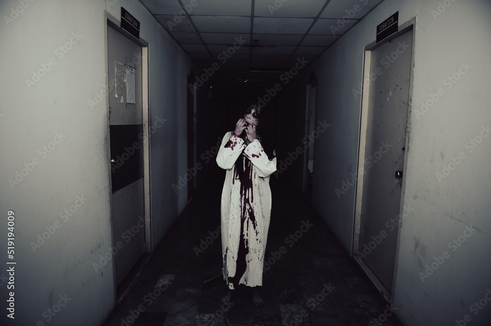 Portrait of asian woman make up ghost,Scary horror scene for background,Halloween festival concept,Ghost movies poster,angry spirit in the apartment Portrait of asian woman make up ghost,Scary horror scene for background,Halloween festival concept,Ghost movies poster,angry spirit in the apartment