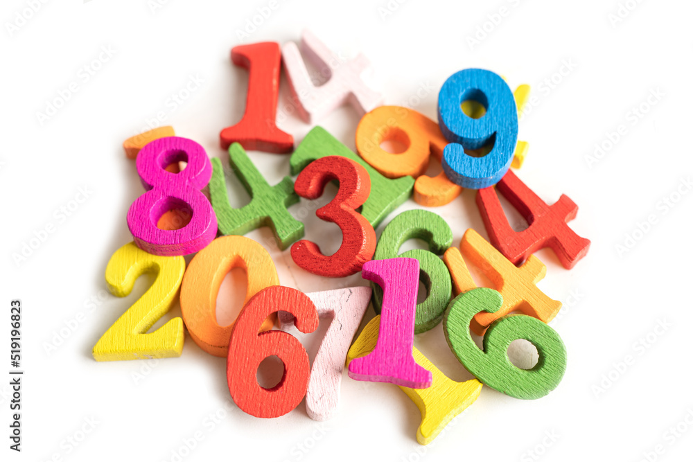 Math number colorful on white background, education study mathematics learning teach concept. Math number colorful on white background, education study mathematics learning teach concept.