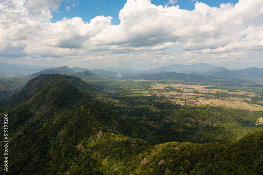 Fototapeta premium Mountains and hills with rainforest and jungle. Sri Lanka.