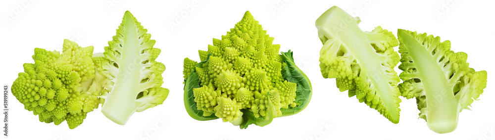Romanesco broccoli cabbage or Roman Cauliflower isolated on white background with full depth of field Romanesco broccoli cabbage or Roman Cauliflower isolated on white background with full depth of field