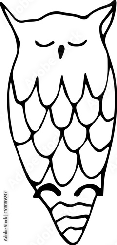 Sleeping owl illustration . Hand-drawn doodles illustration.
Line art.