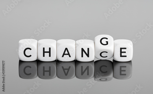 Change to Chance concept. Flipping blocks with text. Personal development and career growth or change yourself concept