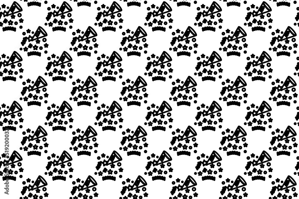 Seamless pattern completely filled with outlines of exploding party poppers. Elements are evenly spaced. Vector illustration on white background Seamless pattern completely filled with outlines of exploding party poppers. Elements are evenly spaced. Vector illustration on white background
