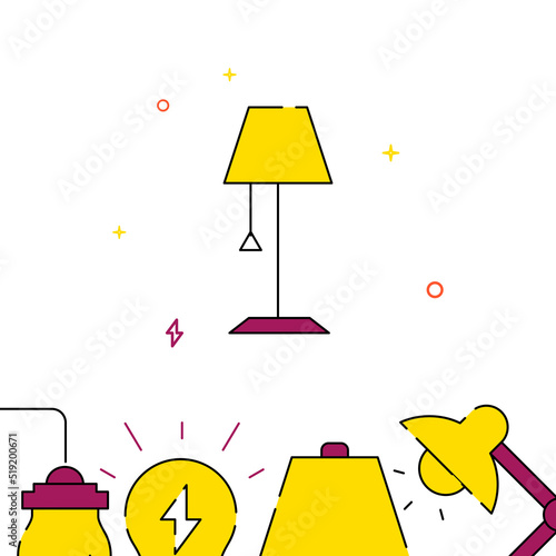 Floor lamp, torchere filled line vector icon, simple illustration, related bottom border.