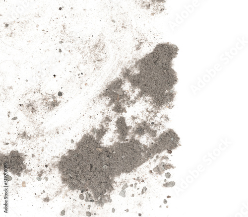 Contents vacuum cleaner garbage, trash, dust, animal hair isolated white background. close-up