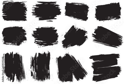 colección de manchas de pinceles y brochazos vectoriales color negro pinceladas abstractas estilo grunge photo