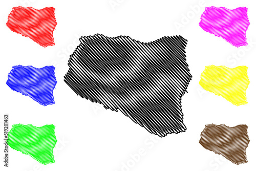 Salina island (Aeolian Islands, Italian Republic, Italy) map vector illustration, scribble sketch Salina map