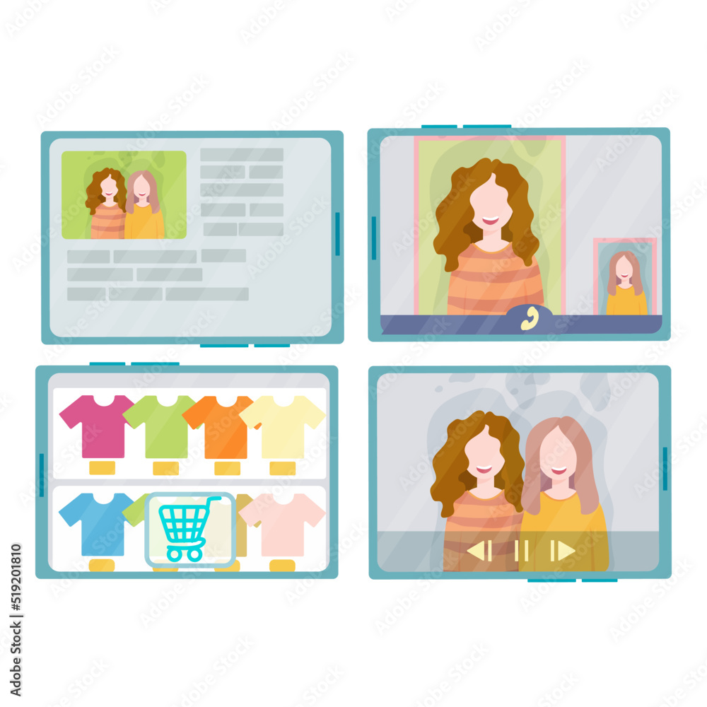 a phone. Concepts of internet network communications. People chatting and chatting together on social networks. Woman holding a phone or tablet in her hand. Vector illustration. a phone. Concepts of internet network communications. People chatting and chatting together on social networks. Woman holding a phone or tablet in her hand. Vector illustration.
