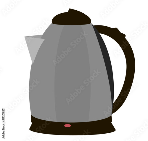 Electric kettle isolated. Stainless steel kettle. Kitchen appliences, utensil. Kitchen equipment, device. Flat vector illustration.