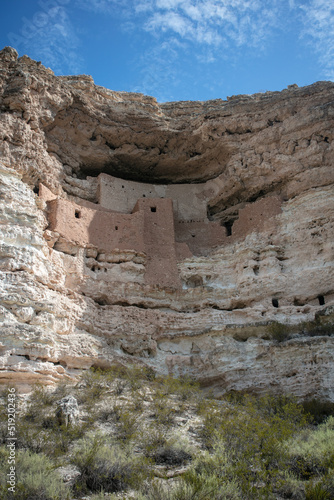 Montezuma's Castle Cliff Dwellings in Arizona looking at the Cliff Houses formed from Stones photo