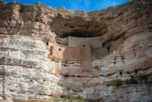 Montezuma's Castle Cliff Dwellings in Arizona looking at the Cliff Houses formed from Stones