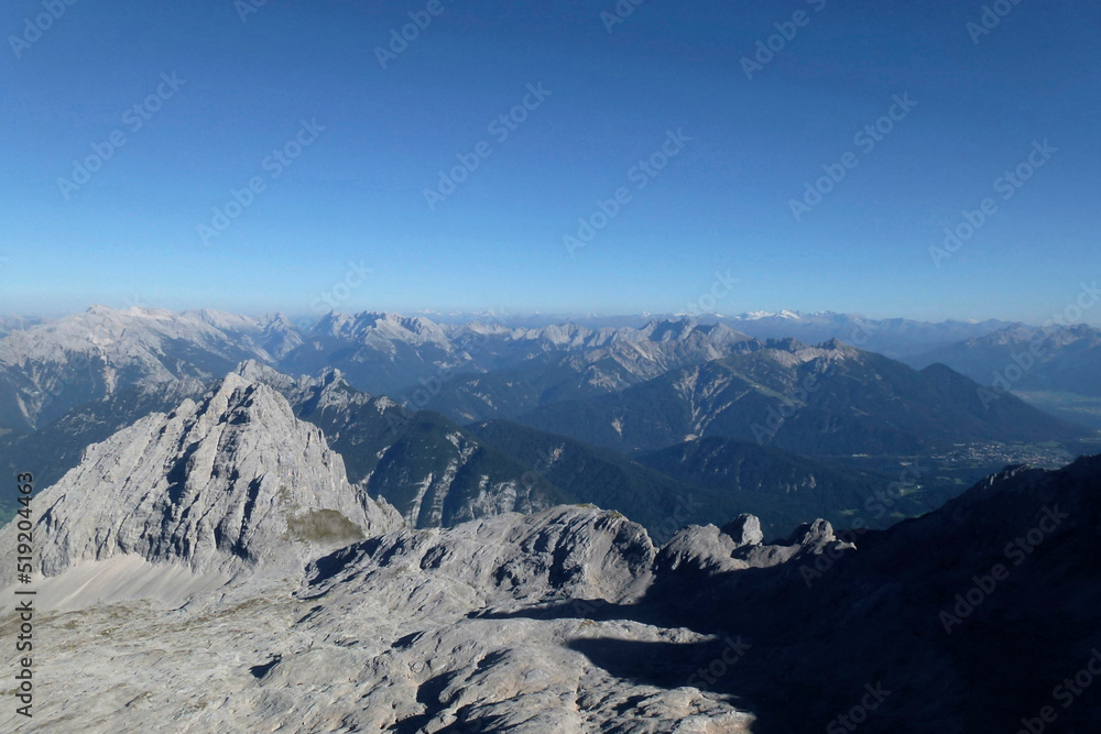 Fototapeta premium Mountain hiking tour to Partenkirchner Dreitorspitze mountain, Bavaria, Germany