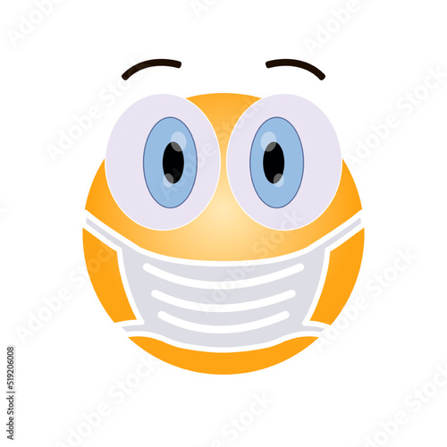 Emoji in medical mask for poster, communication, chat symbol. Coronavirus smile sign. Vector 10 eps