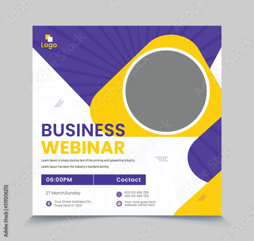 Live webinar and online video conference banner for Instagram post web zoom and social media