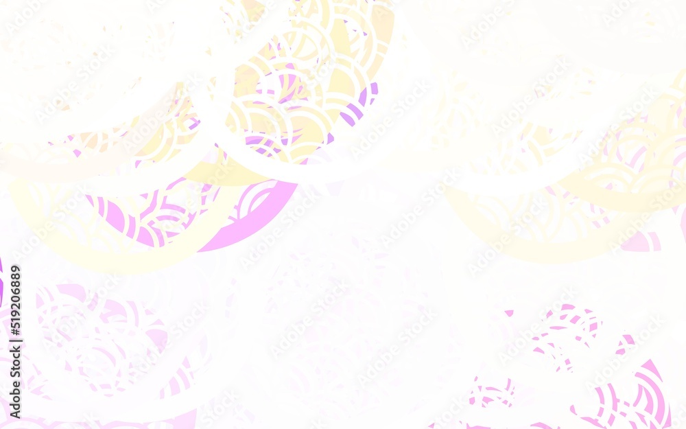 Light Pink, Yellow vector Illustration with set of shining colorful abstract circles.