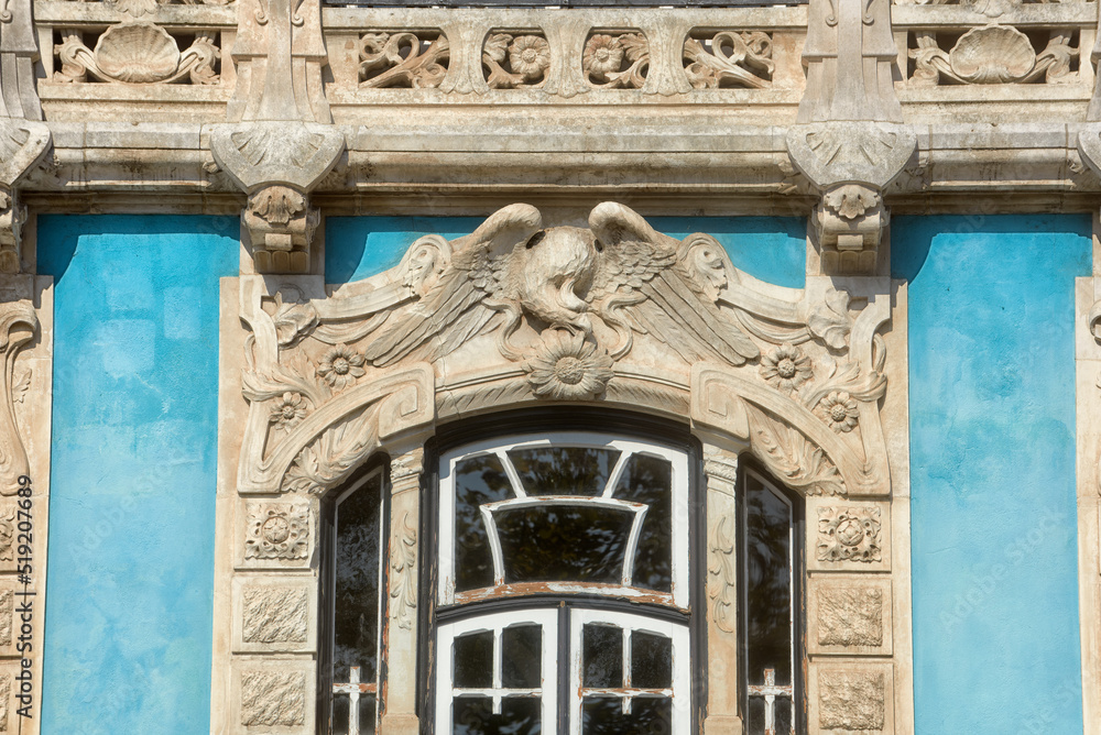 09 October 2016 : detail of facade of the museum de Arte Nova de Aveiro in Aveiro, Portugal 