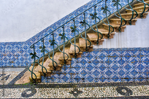 09 October 2016 : detail of azulejos panel in the museum de Arte Nova de Aveiro in Aveiro, Portugal 