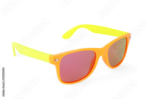 Stylish sunglasses isolated on white. Fashion accessory