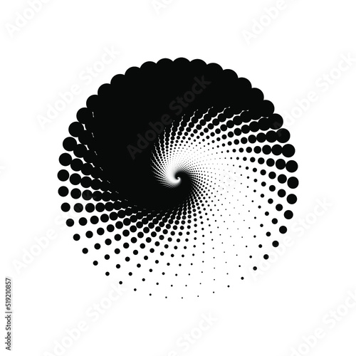 Dot circle logo halftone background. Vector illustration.