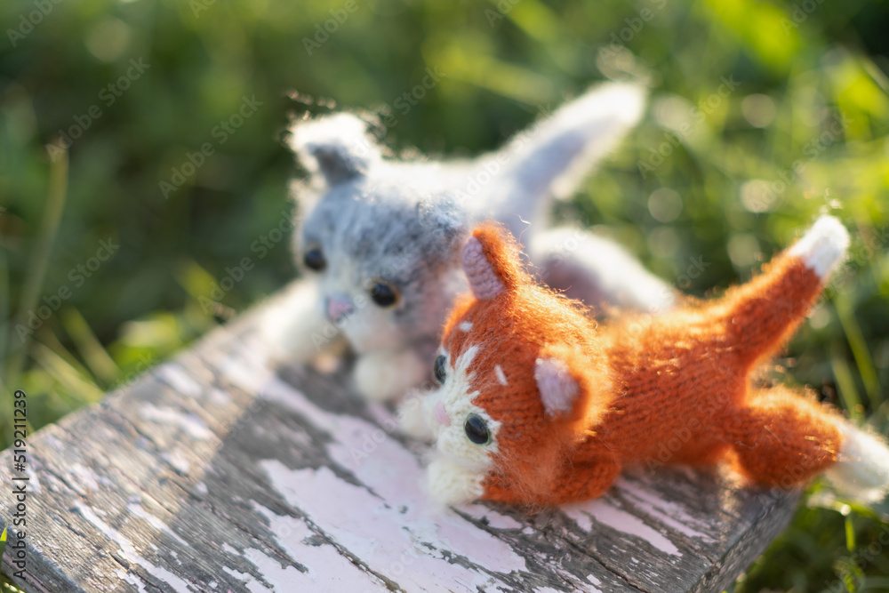 Knitted toy kittens