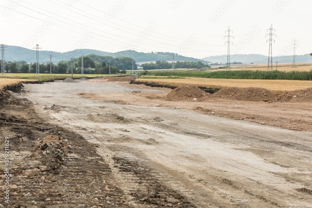 Construction of a new road in the Czech Republic near the village of 