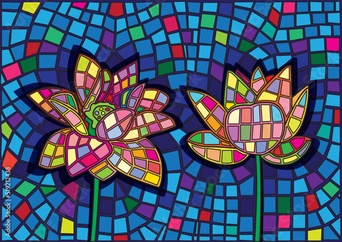 Lotus flower stained glass background illustration vector
