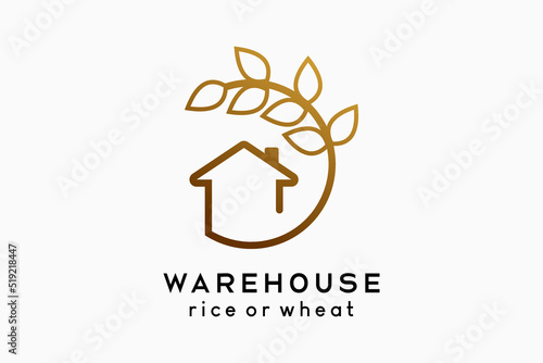 Paddy barn or wheat barn logo design with creative and simple concept
