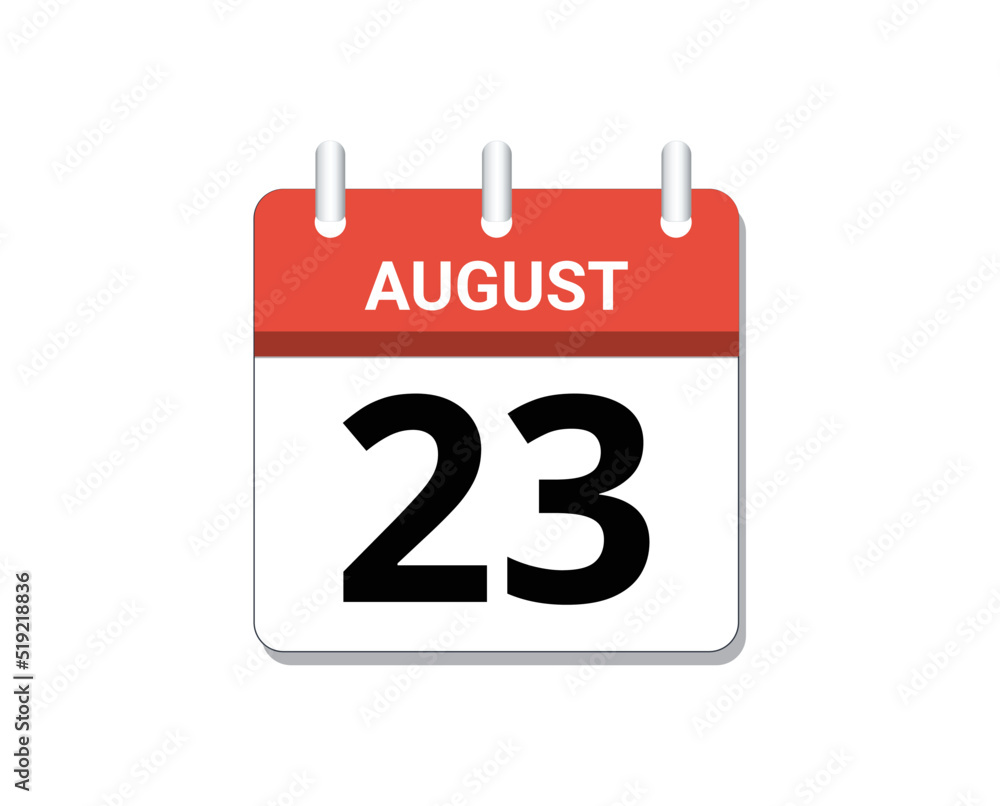August, 23rd calendar icon vector, concept of schedule, business and tasks
August, 23rd calendar icon vector, concept of schedule, business and tasks