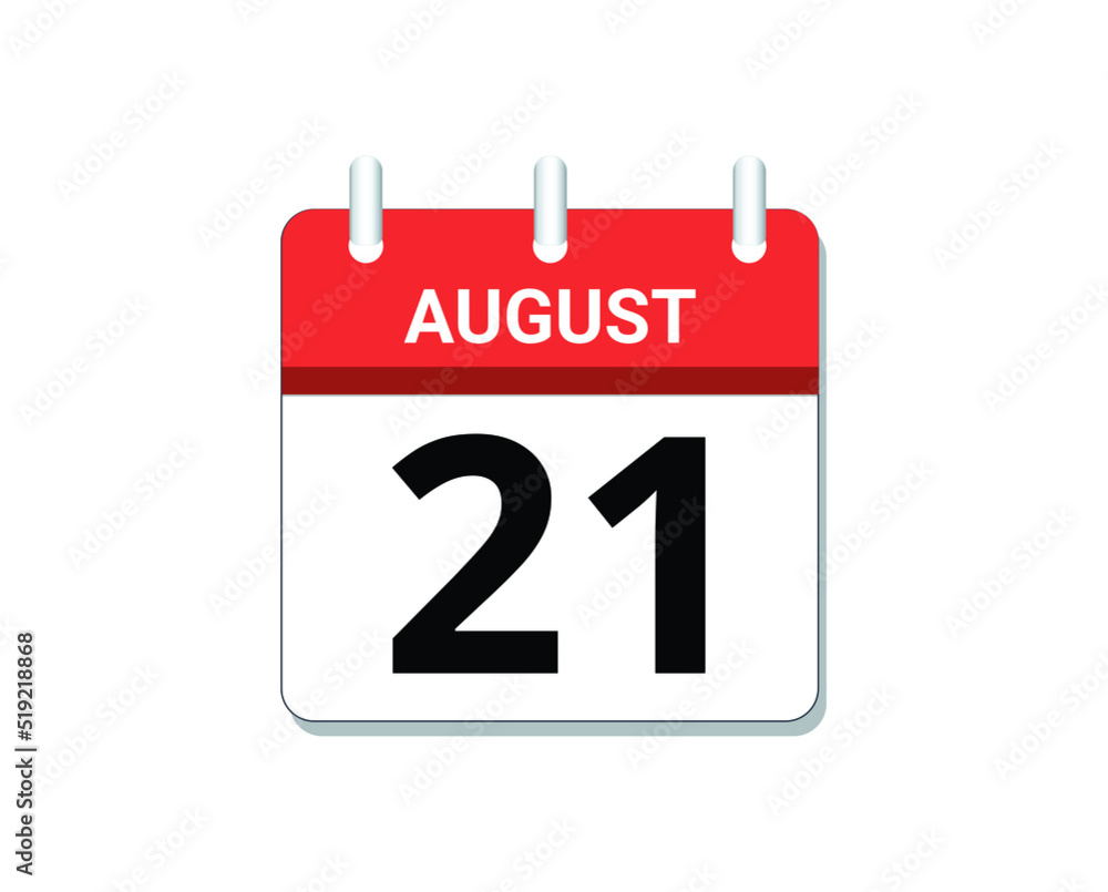 August, 21st calendar icon vector, concept of schedule, business and tasks
August, 21st calendar icon vector, concept of schedule, business and tasks