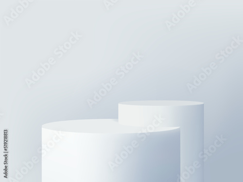 Empty white platforms for product showcase. Vector illustration. 