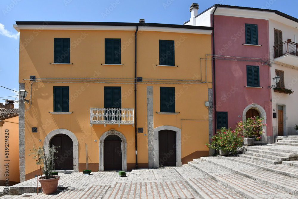 The facade of an ancient building in TRivento, an old village in the Molise region of Italy.