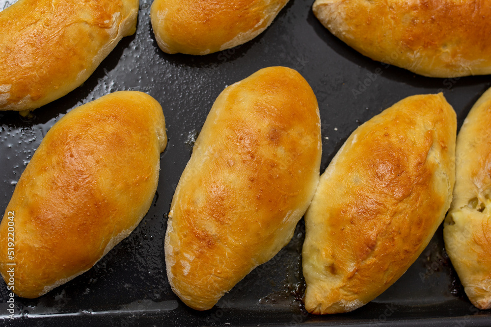 homemade pies on protvin, close-up