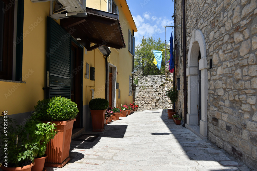 Obraz premium A narrow street in Trivento, a mountain village in the Molise region of Italy.